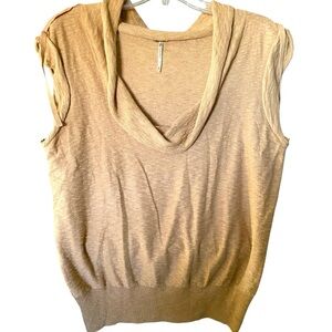 Free People Beige/Oatmeal Knit Top with Rolled Neck Med